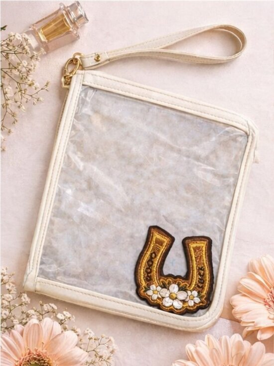 BAM Studio Handbags - New Day Clear Wristlet Clutch w/ Horseshoe Patch | Western Festival Bag | NWT